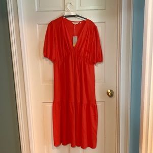 Boden Women’s size 8R Jersey Vermillion Seersucker MIDI dress